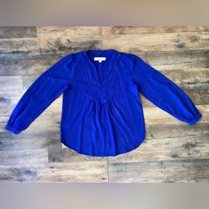 Loft deep blue blouse Long Sleeve Petite Size  XXSP Chifon Style